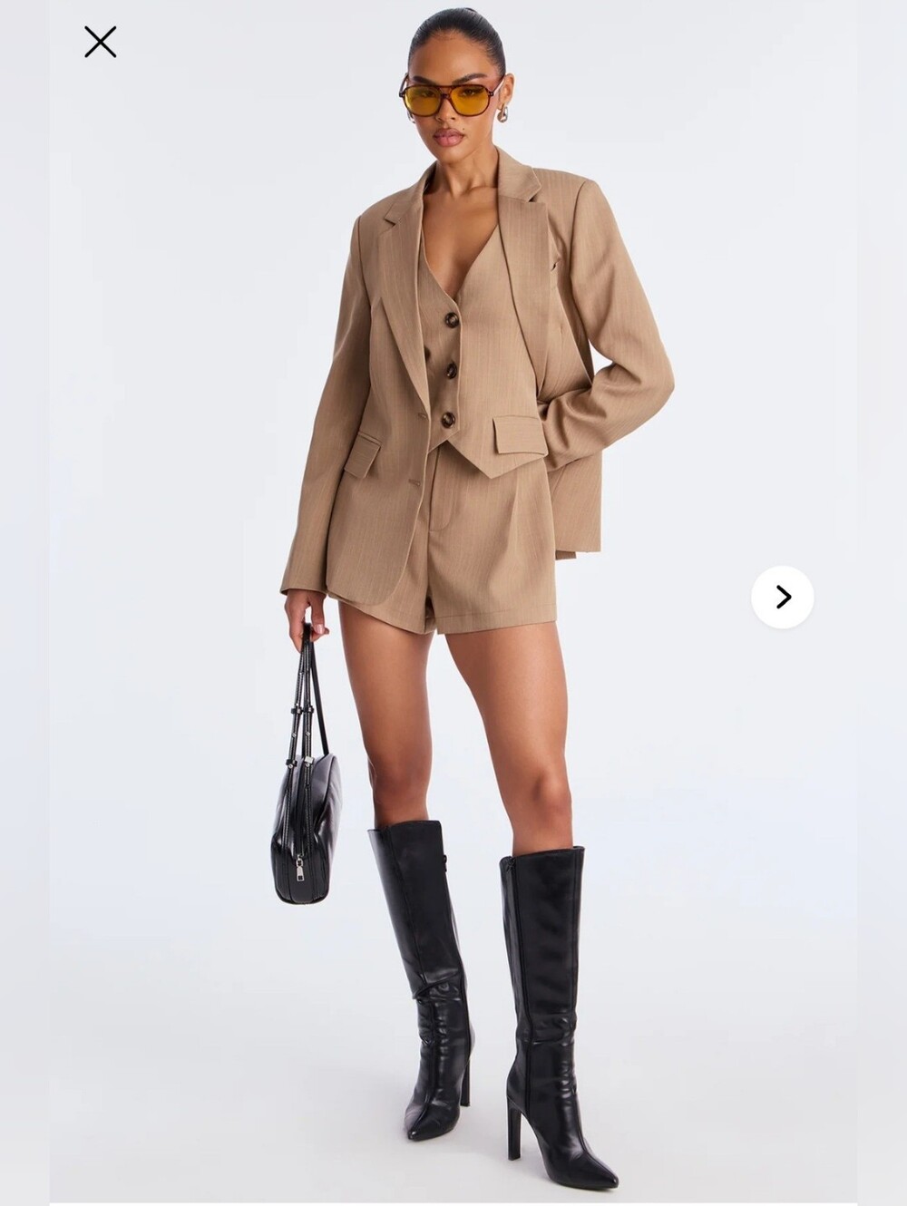 Fashion Nova Womens Pinstriped Blazer Romper 2Piece Suit Set. Romper/blazer